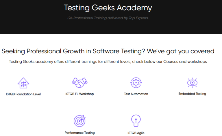 Testing Geeks Academy, all Software Testing Courses needed